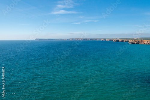 Panorama de los acantilados del Cabo de San Vicente el punto más al sur de la Península Ibérica en Portugal
