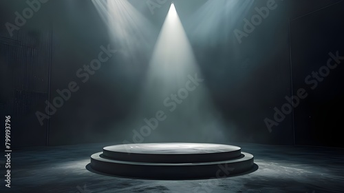Dramatic Spotlight on an Empty Stage in a Dark Venue photo