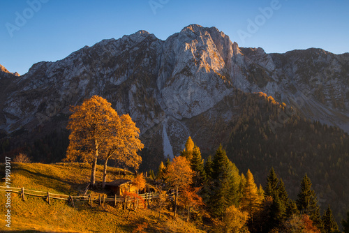 Autumn landscape of Orobie Alps  Lombardy  Italy.