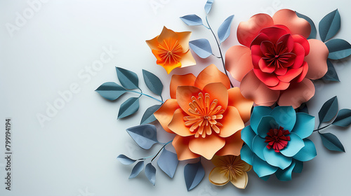 Paper Flowers Arranged on White Surface
