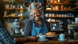 A Joyful Cafe Worker Serving