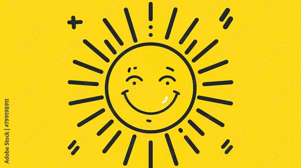 Smile wink icon template design. Smiling emoticon vector logo on yellow background. Emoji joy in line art style illustration. World Smile Day, October 4th bannerWorld Laughter Day