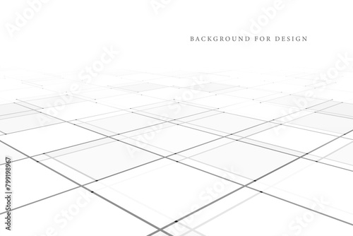 Abstract futuristic background with perspective. White tile floor copy space - geometric infinity design. Placard, banner, presentation template