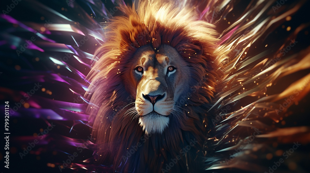 Naklejka premium Abstract beautiful lion Alluring Christmas