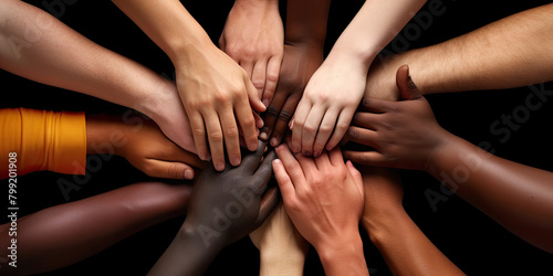 Unity in Diversity  A Multitude of Hands of Varying Skin Tones Come Together in Solidarity