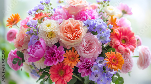 Colorful Flowers Overflowing in a Vase