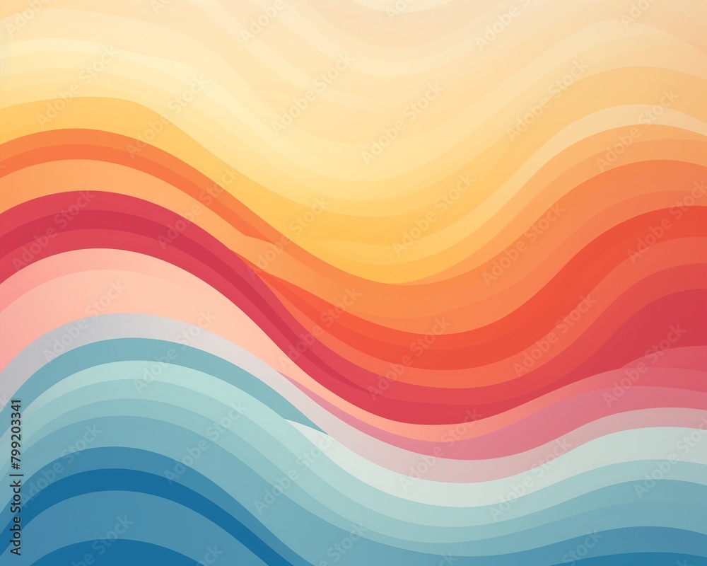 Rainbow wave stripes, repeating flat illustration, on beige , vector and illustration Rainbow wave stripes, repeating flat illustration, on beige , vector and illustration