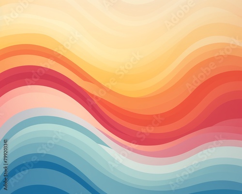 Rainbow wave stripes, repeating flat illustration, on beige , vector and illustration