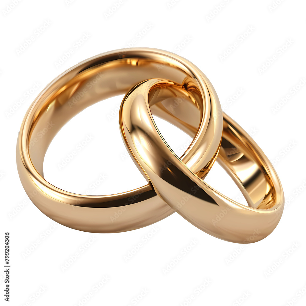 Two wedding rings connected to each other. Two wedding rings connected to each other.