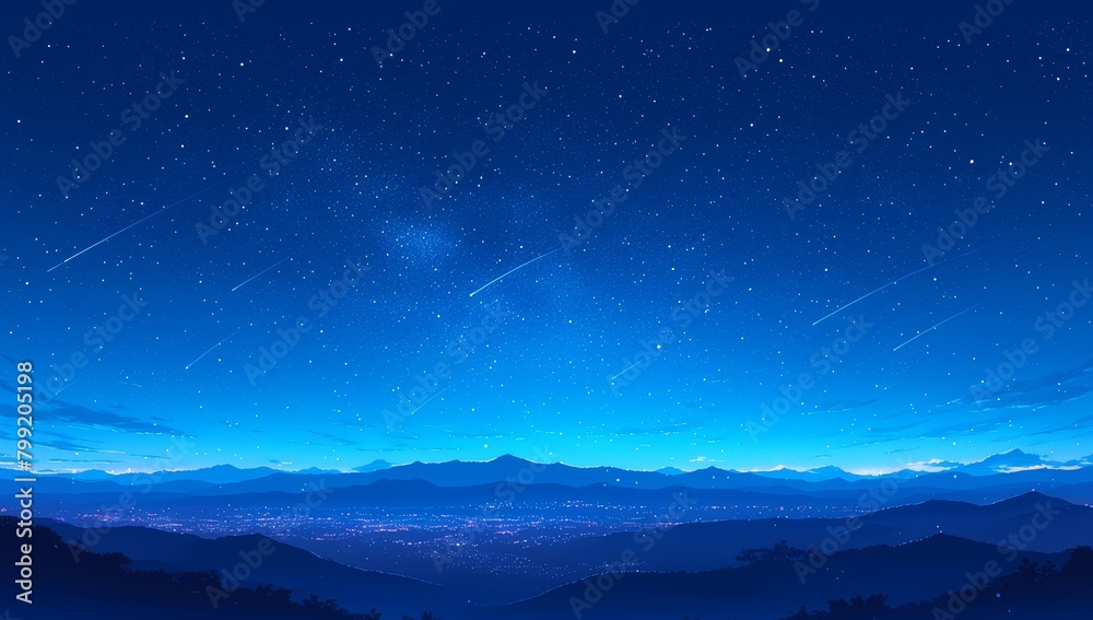 Beautiful night sky with stars and clouds over the mountains