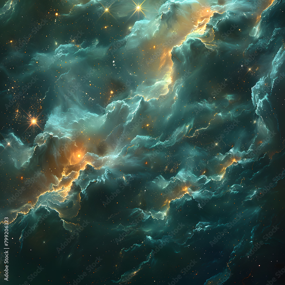 Obraz premium Stellar Night Sky with Realistic Stars and Clouds