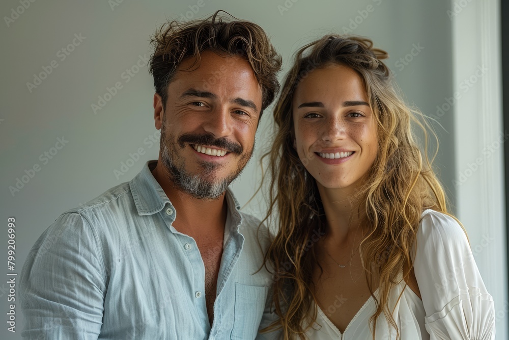 Joyful Togetherness: Smiling Couple in Casual Style Sharing a Genuine Bond Joyful Togetherness: Smiling Couple in Casual Style Sharing a Genuine Bond