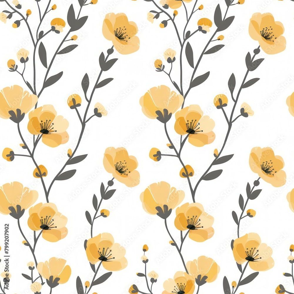 Naklejka premium Seamless simple decorative flowers pattern