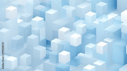 Seamless pattern of 3D cubes, light blue and grey, symbolizing cloud computing and modern technology concepts,