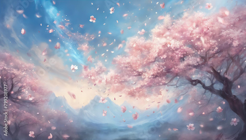 painting of a cherry blossom tree with pink flowers