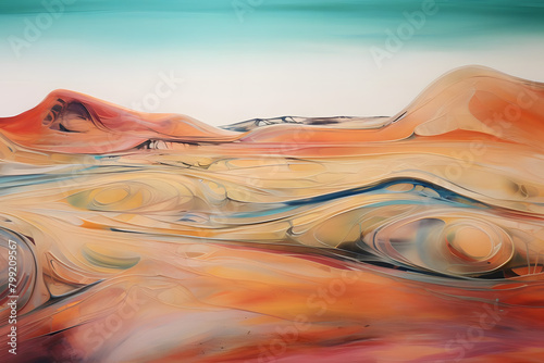 Deserted Dune Doldrums, abstract landscape art, painting background, wallpaper, generative ai photo