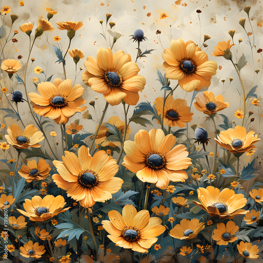 Wildflower Serenity on Watercolor Background Wildflower Serenity on Watercolor Background