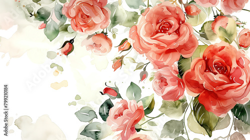 Red Roses Painting on White Background