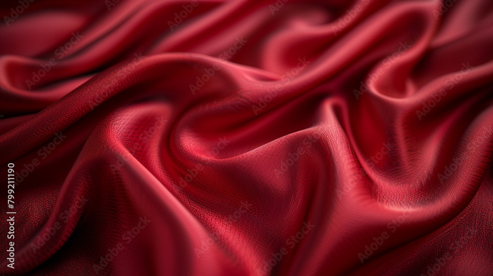 Fototapeta premium Red wallpaper will silky smooth fabric drapes waves