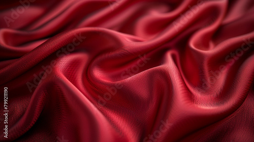 Red wallpaper will silky smooth fabric drapes waves