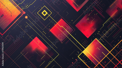 Digital art of a vibrant abstract futuristic circuitry with glowing elements