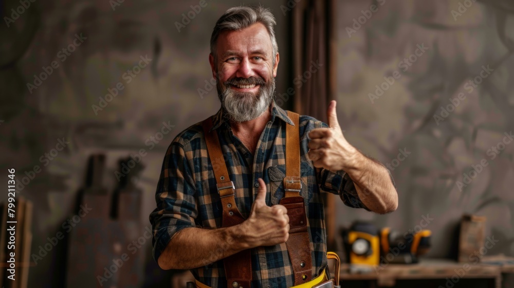 Smiling Craftsman Giving Thumbs Up