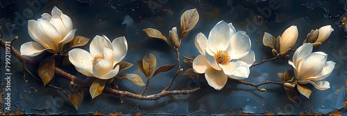 Elegant Magnolia Flower Arrangement on Vintage-Inspired Canvas