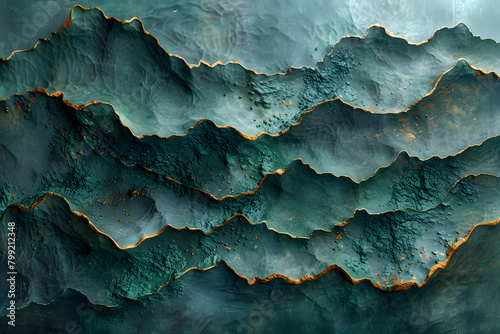 Fine Lines on Dark Emerald Green - Vintage Wallpaper Texture