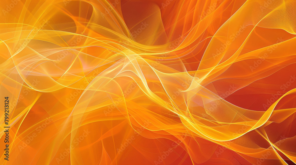 Obraz premium Dynamic orange and yellow abstract waves resembling energetic flames on a vivid background