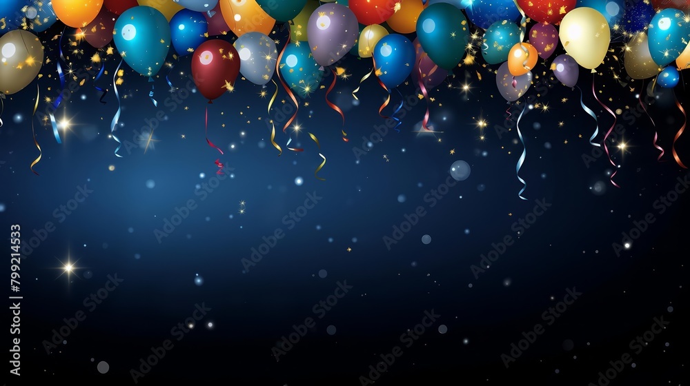 Colorful balloons and confetti. Colorful balloons and confetti.