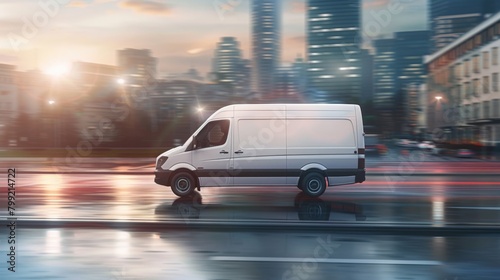 A Van Speeding Through the City photo