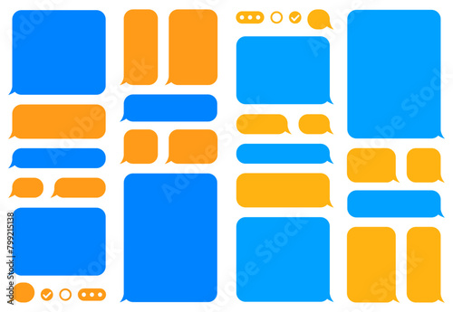 Message bubbles, blank SMS text frame, chat set message template bubbles icons, dialogue, chatting sms, social network chatting window