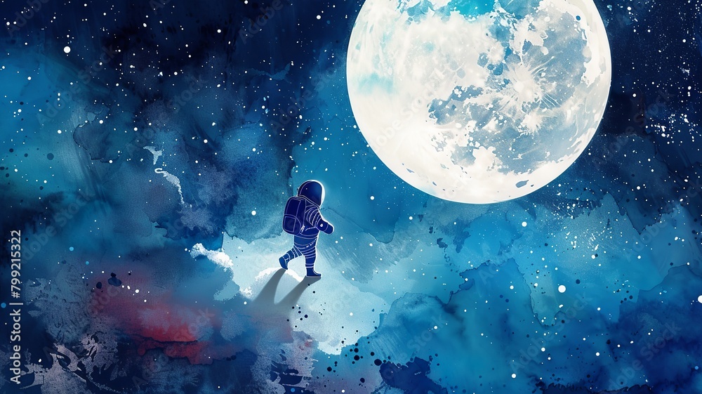 Obraz premium a wonderful image among distant stars, AI generated watercolor image