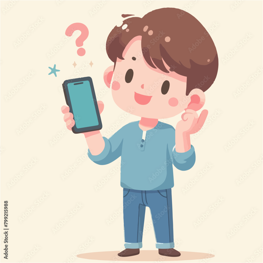 Illustration Vector of Boy Communicate on His Phone Illustration Vector of Boy Communicate on His Phone