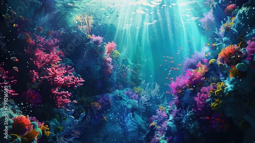 Realistic UHD image portraying an abstract interpretation of marine life. 
