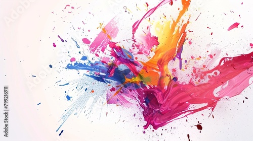 UHD image featuring vibrant abstract art splashes on a pristine white background. 