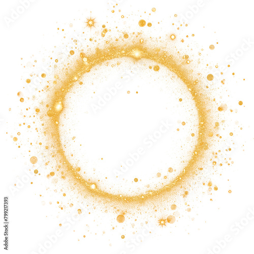 Obraz na płótnie Gold round frame, golden glitter shiny sparking frame w salonie