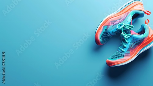 Wallpaper Mural Vibrant running shoes on a sleek blue background, highlighting modern design and comfort Torontodigital.ca