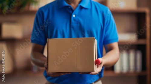 A Man Presenting a Package © HelenP