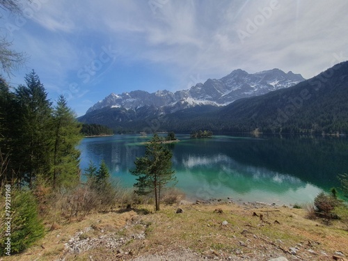 Landscape of Eibsee lake in Germany, Bavaria