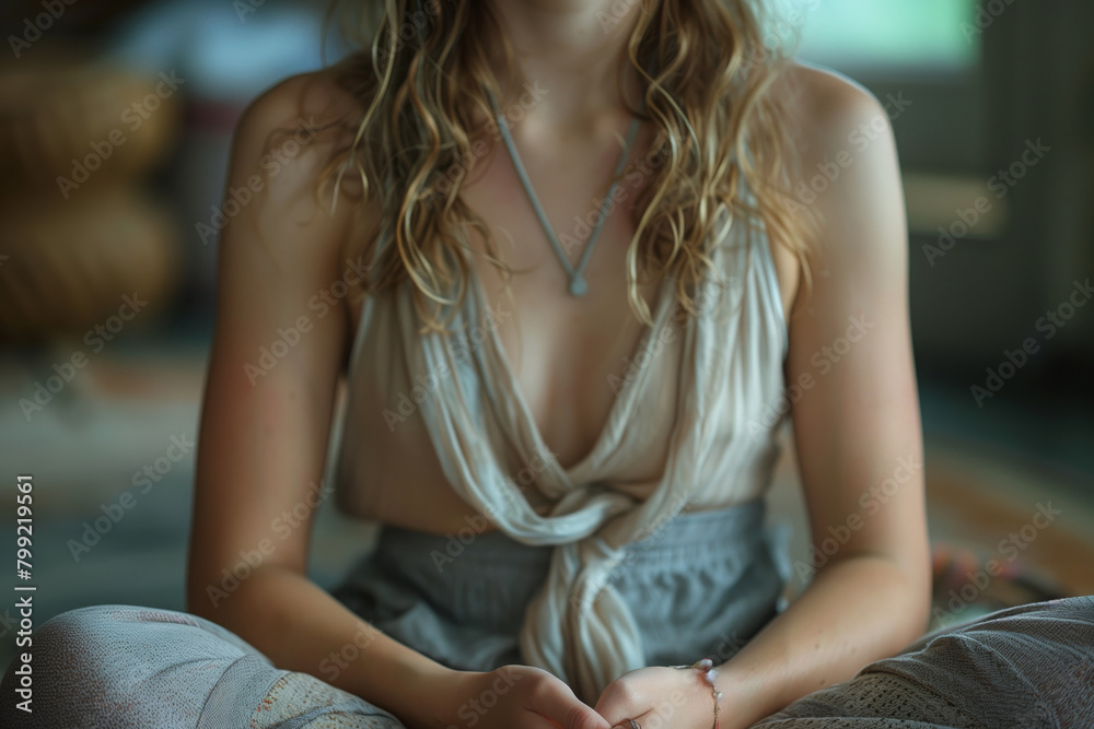 A close-up of a woman's hands as she meditates, symbolizing a personal mental health break AI Generated A close-up of a woman's hands as she meditates, symbolizing a personal mental health break AI Generated