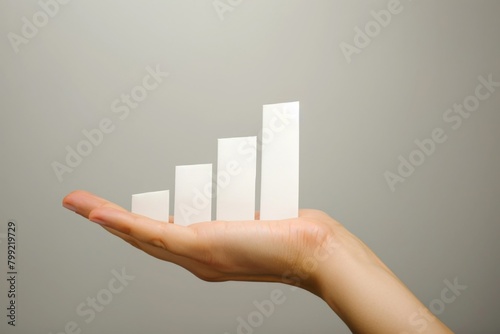 Close-up of a Hand Holding a Rising Bar Chart - Growth, Success, Financial Analysis photo