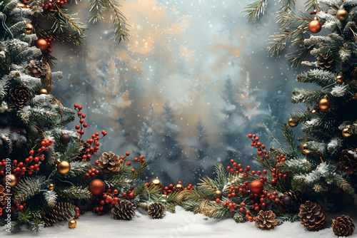 Classic Christmas Tree Illustration - Warm and Inviting Holiday Design for Cards and Posters