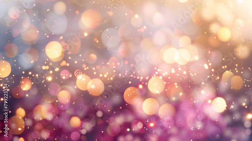 Warm bokeh lights and soft blur create a festive and magical atmosphere in abstract background