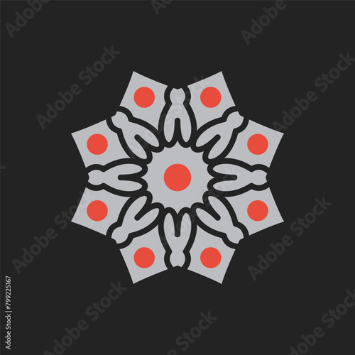 Arabic circular geometric symbol. Vector floral mosaic oriental ornamental logo template (ID: 799225167)