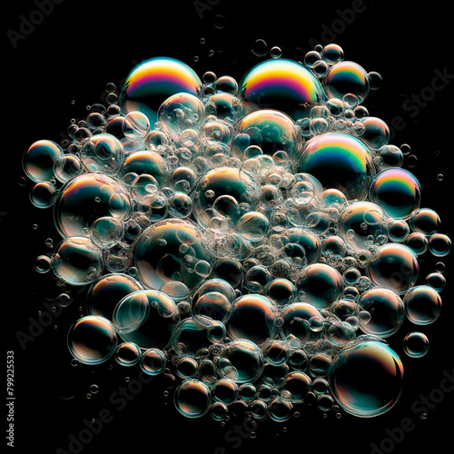 Water bubbles on a black background photo