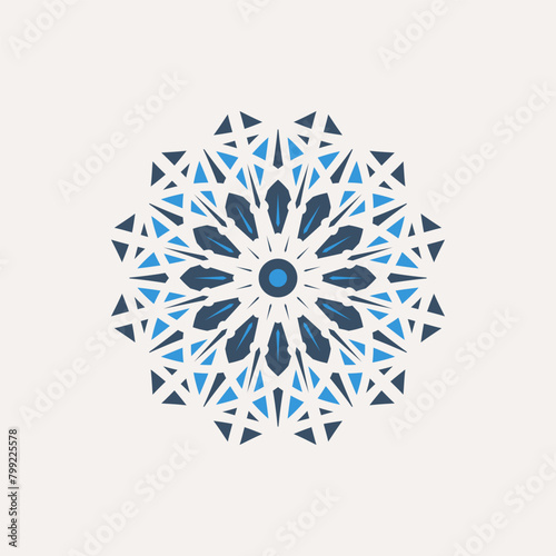 Arabic circular geometric symbol. Vector floral mosaic oriental ornamental logo template (ID: 799225578)