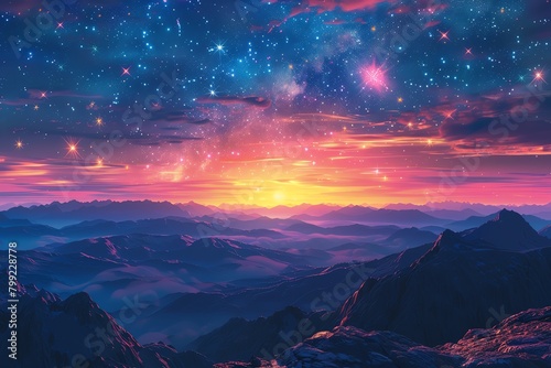 The sky was ablaze with color, the stars shining brightly against the deep blue backdrop © Holly