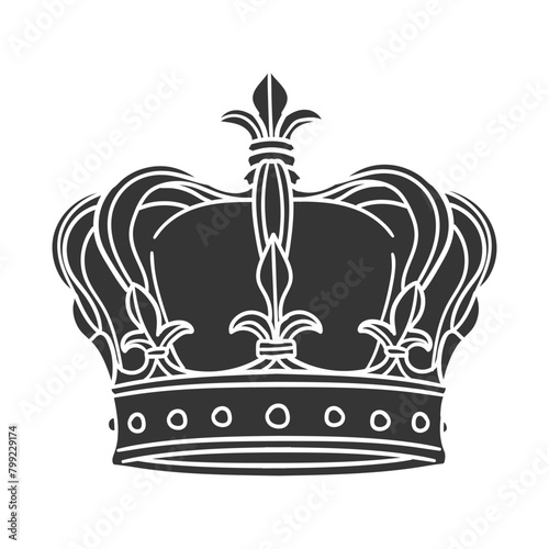 Crown Icon Silhouette Illustration. King Vector Graphic Pictogram Symbol Clip Art. Doodle Sketch Black Sign.