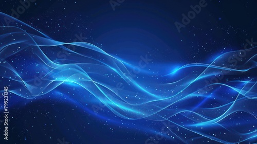 Background of abstract lines that form waves on a dark blue background. © diwek
